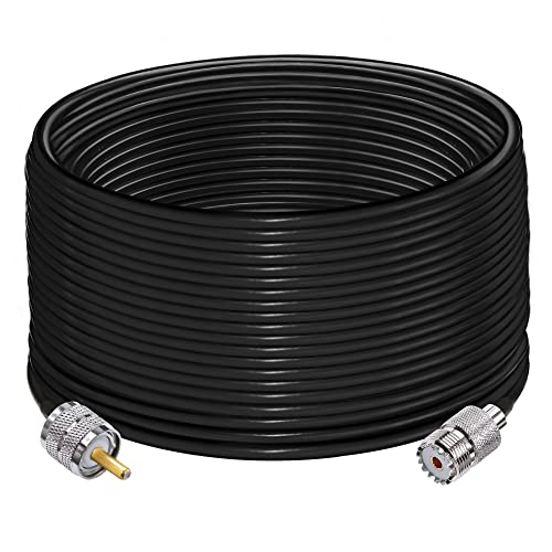Câble UHF PL259 RG58 20M TUOLNK d'extension coaxial mâle femelle noir pour radio CB