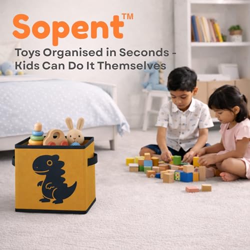 Image of Sopent Toy Organiser for Kids Room - Foldable Fabric Toy Storage Box, Baby Toy Box, Kids Organizer & Toy Storage Basket (10.6 Inch)