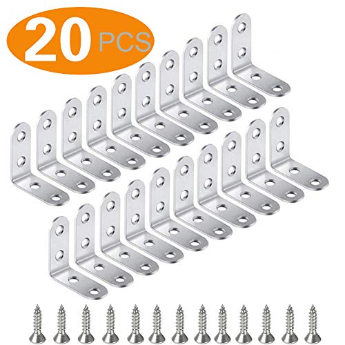 20 Pcs Right Angle Stainless Steel Corner Brace,90 Degree Corner Braces 2 x