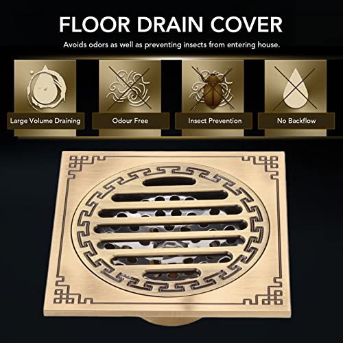 Attrape-cheveux pour drain de douche avec siphon de sol carré grand débit