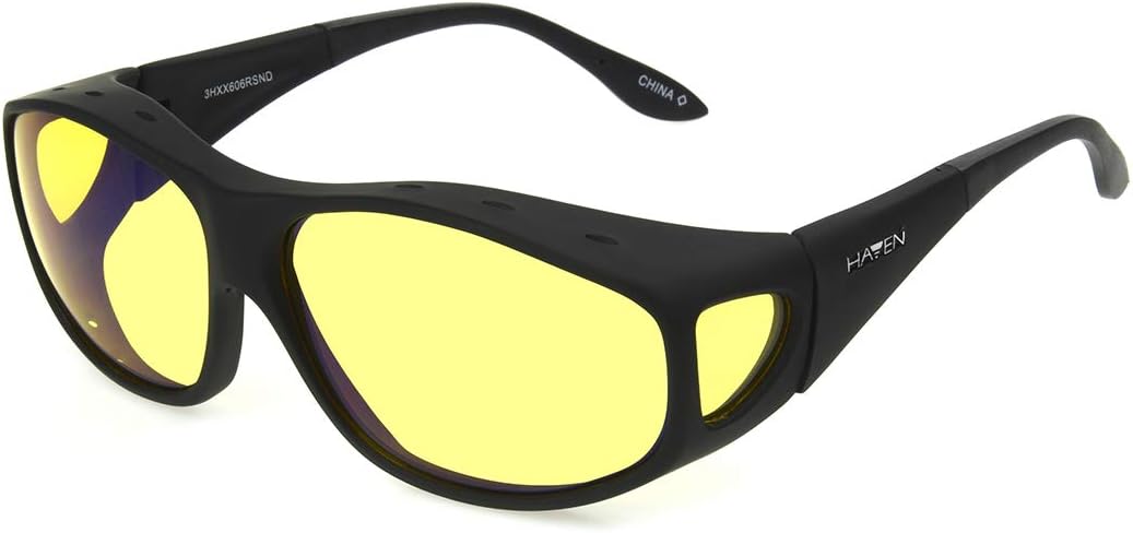 Dioptics Haven Everest Fits Over Sunglasses Polarized Rectangular, Black/Night Driver Lens, 68 mm