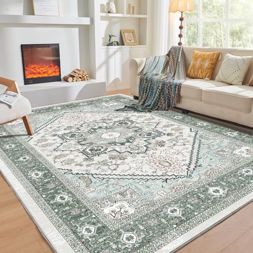 OPPODREAM Soft Area Rugs 6x9, Persian-Inspired Washable Rug, Green