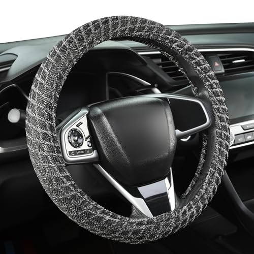 Auto Newer Breathable Steering Wheel Cover Suitable For Four Seasons，Anti-Slip Design，Odorless，Easy Carry Unviersal Fit for Truck SUV Sedans Vans,Interior Accessories Standard Size[14