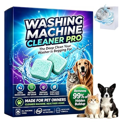 Washing Machine Cleaner Pro Tablets -12 Pieces Remove Odour & Pet Hair Clean the Inner Drum and Laundry Tub Seal All Washing Machines