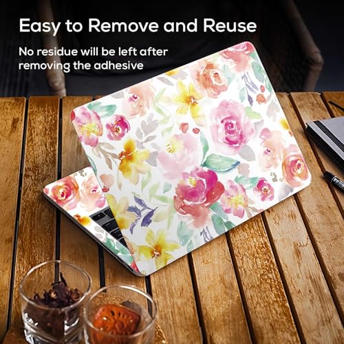Image of Galaxsia Floral D4 Full Body Vinyl Laptop Skin /Sticker /Cover Upto 15.6 Inches Laptops Laminated-Removable-HD Quality Compatible for Hp-Dell-Sony-Lenovo-Asus etc.(15x10 Inches)