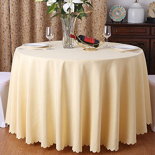 Nappe ronde polyester beige 280cm table de fête anniversaire et réception