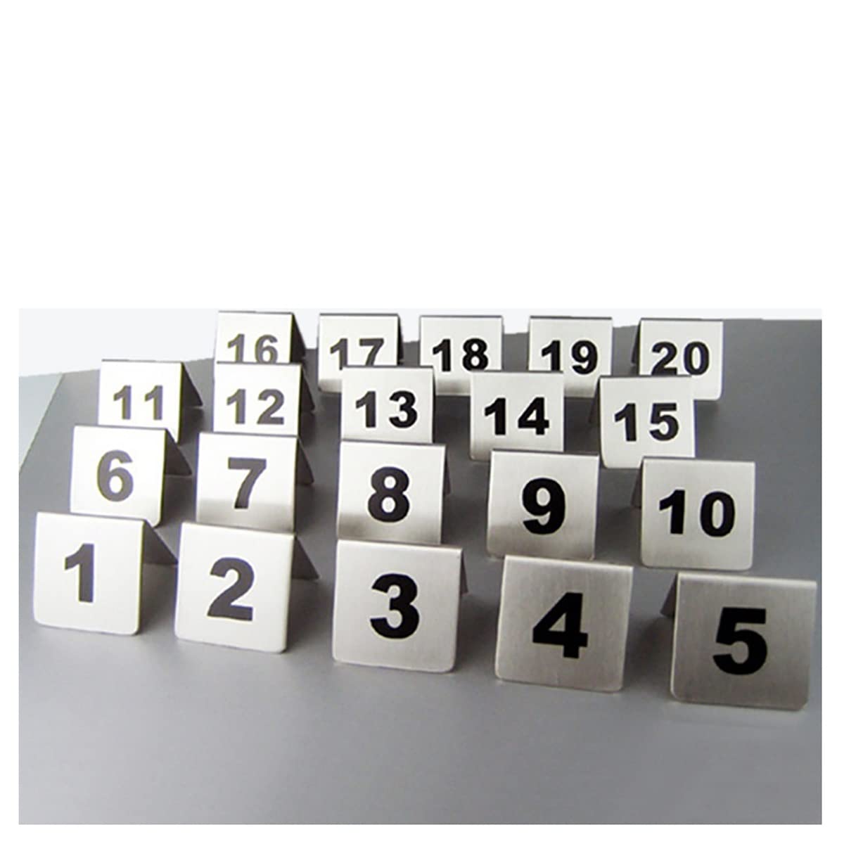 SaryEdge Table Numbers 1-20 Wedding Decoration, Stainless Steel Table Number Cards, Restaurant Cafe Bar Seating Tent Table Numbers, Wedding Table Numbers Stick,