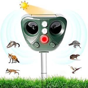 LEMENG Katzenschreck,Ultraschall Abwehr mit Solarbetrieb und Blitz gegen Katzen, Hunde, Marder, Tierabwehr, Katzenschreck Hundeschreck Marderschreck, 5 Modus, IPX56 Wasserdichter