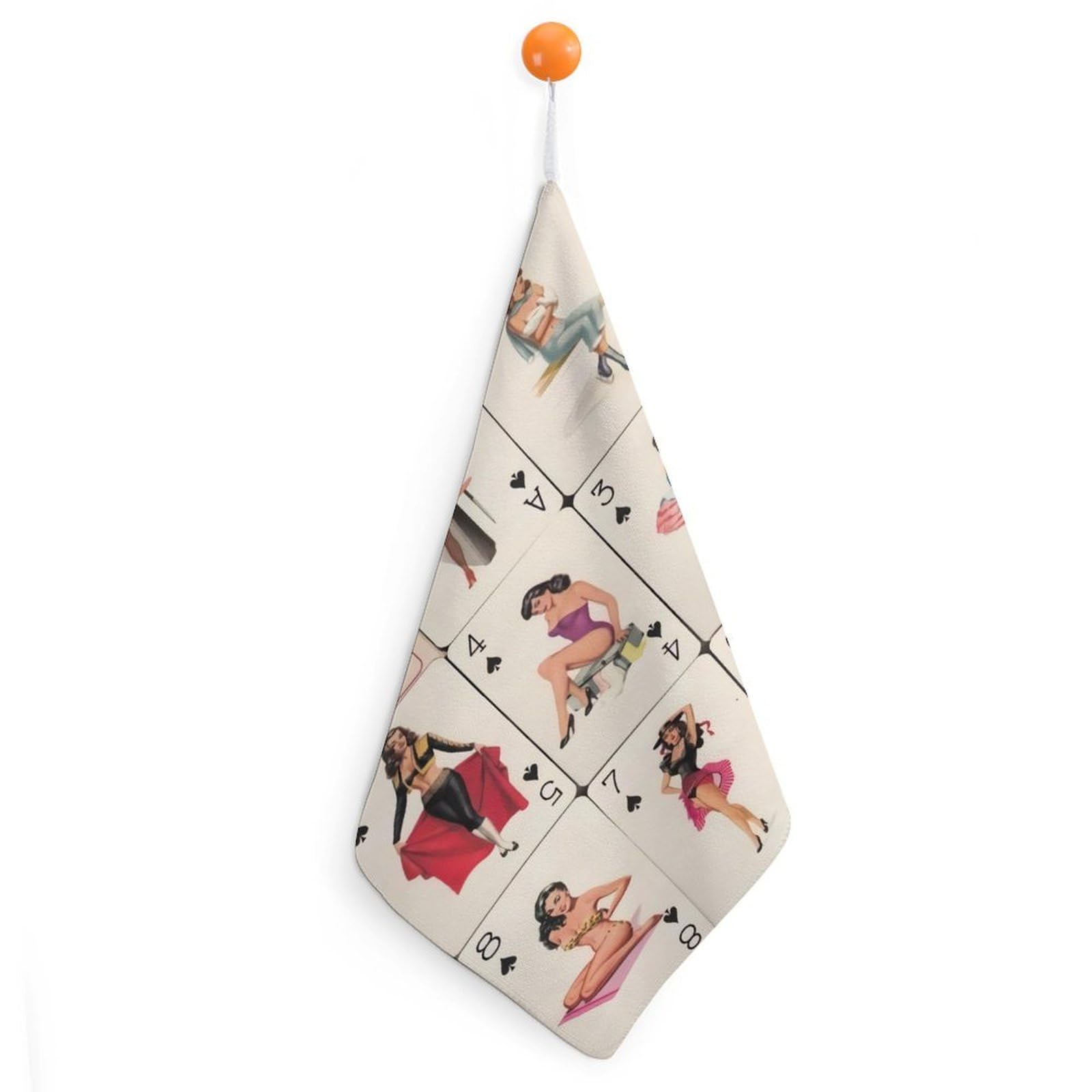 TXFBTRFSA Poker Pinup Lady Hand Towels with Hanging Loop Kitchen Towel Handkerchiefs Cleaning Cloths