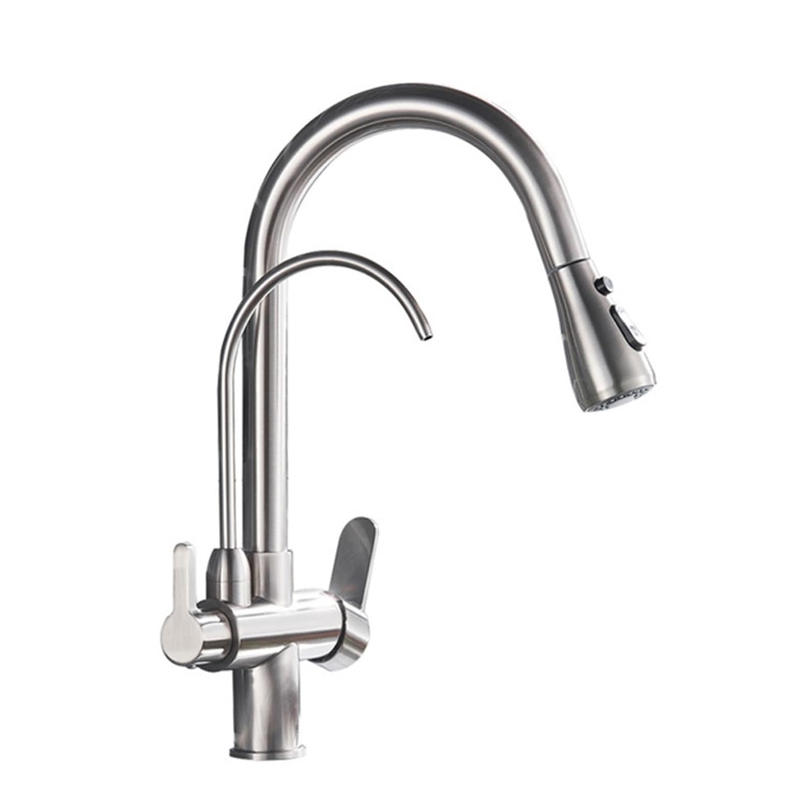 Robinet d'évier d'eau pure avec mitigeur de cuisine extractible en nickel pivotant à 360°