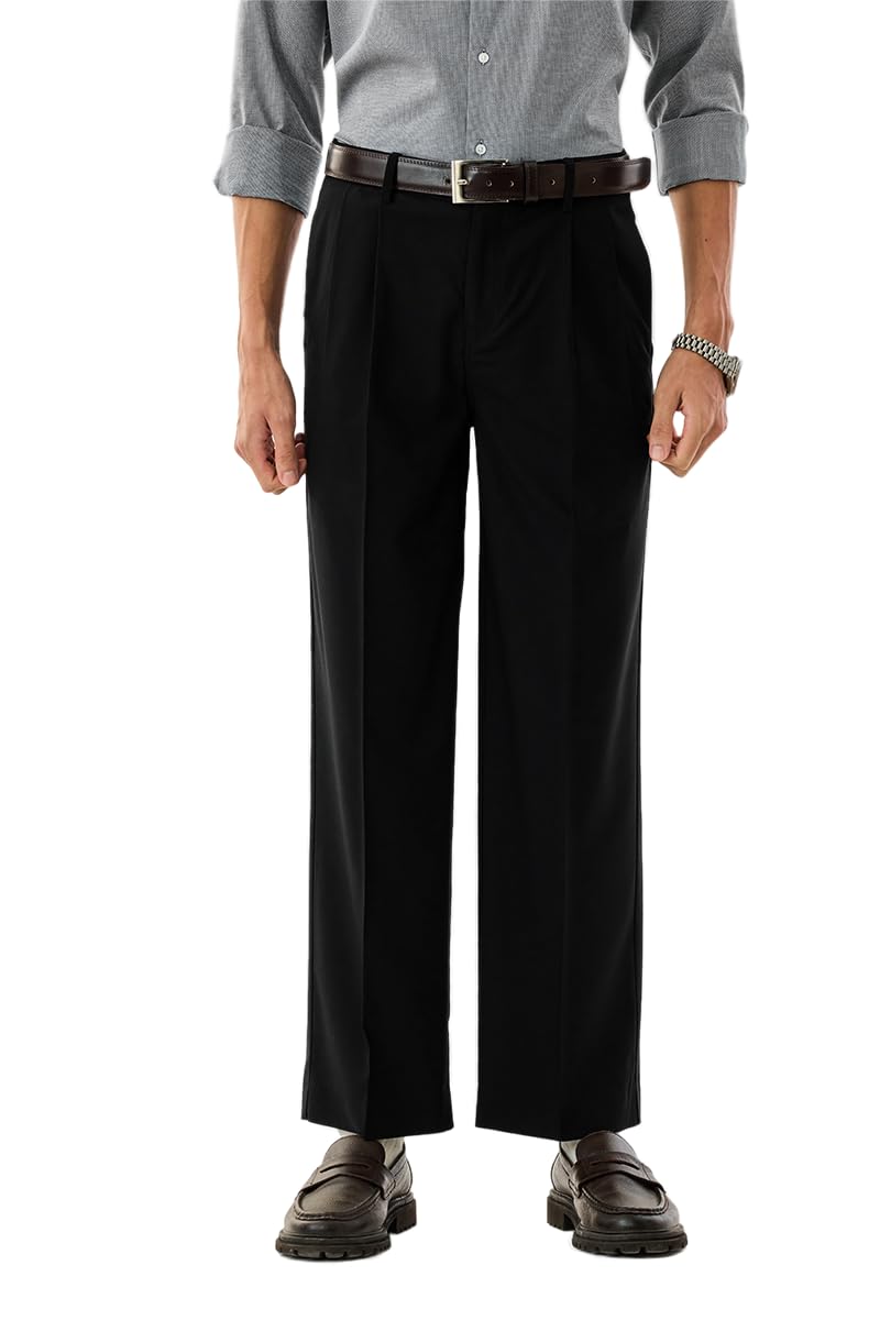 snitch Men Formal Trousers | Relaxed Fit Pleated Front Design | Durable Polyester Viscose Blend & Smooth Woven Fabric | Perfect for Office & Business Wear-picture-1