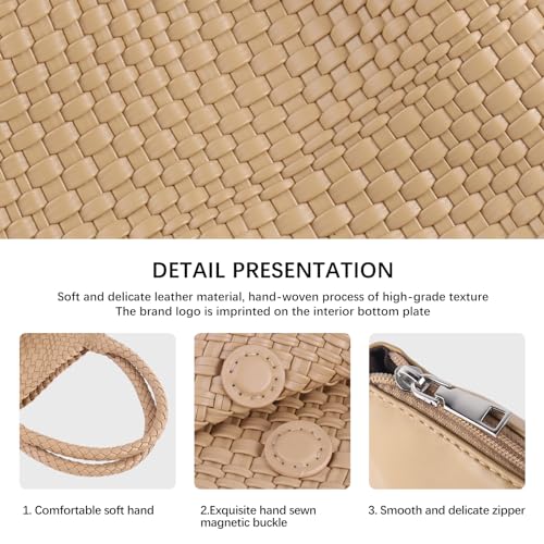Image of Woven Tote Bag Womens Purse Vegan Leather Shoulder Handbags Fashion Summer Beach Tote Bags Large Travel Totes