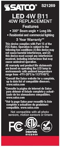 Miniatura 7 de Satco S21269 4B11/LED/927/FR/120V/E12-paquete de 6