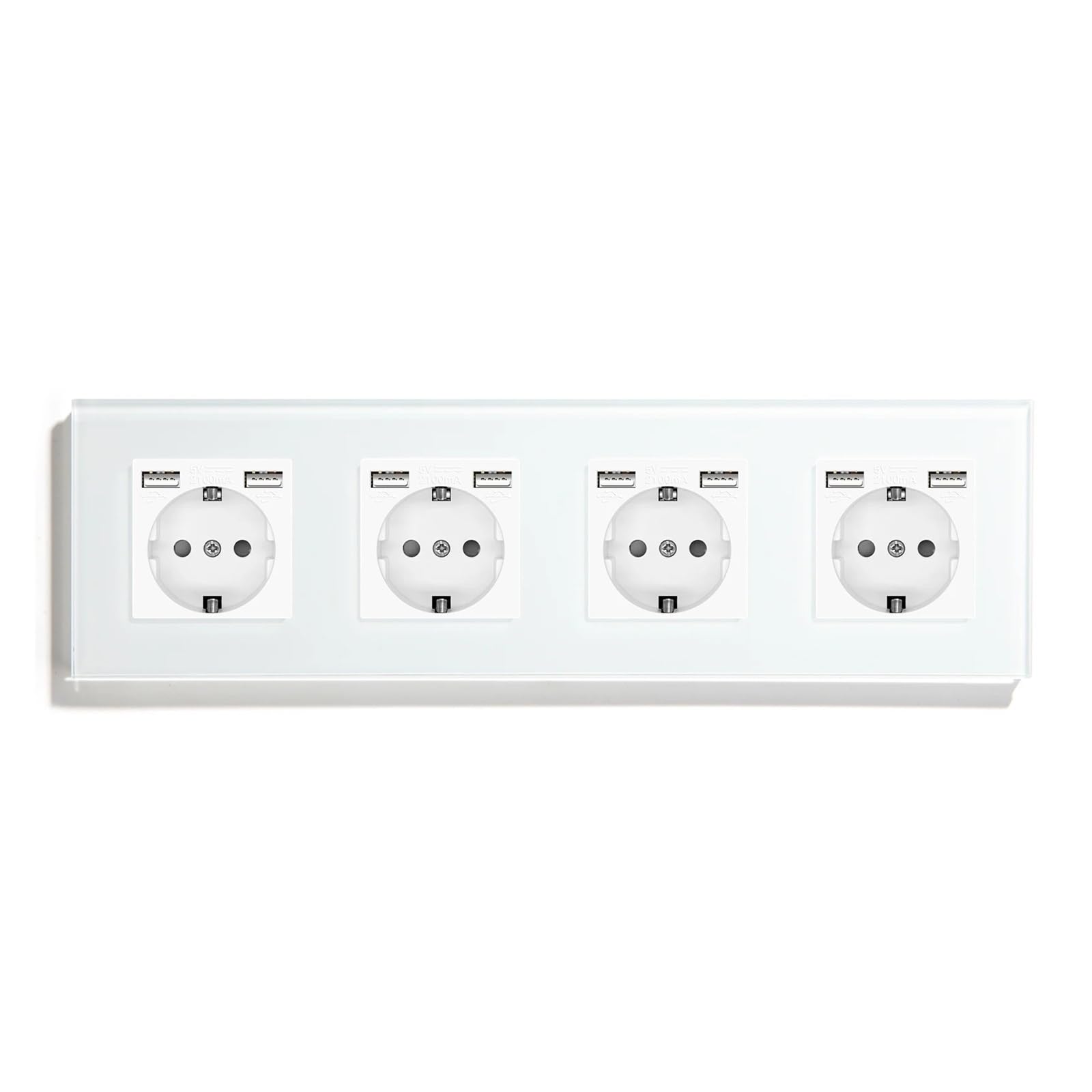 Interrupteur tactile, prise murale Standard ue, avec panneau en verre cristal USB type-c, prises d'alimentation de couleur blanche, interrupteur 1/2/3 gangs(USB Four)