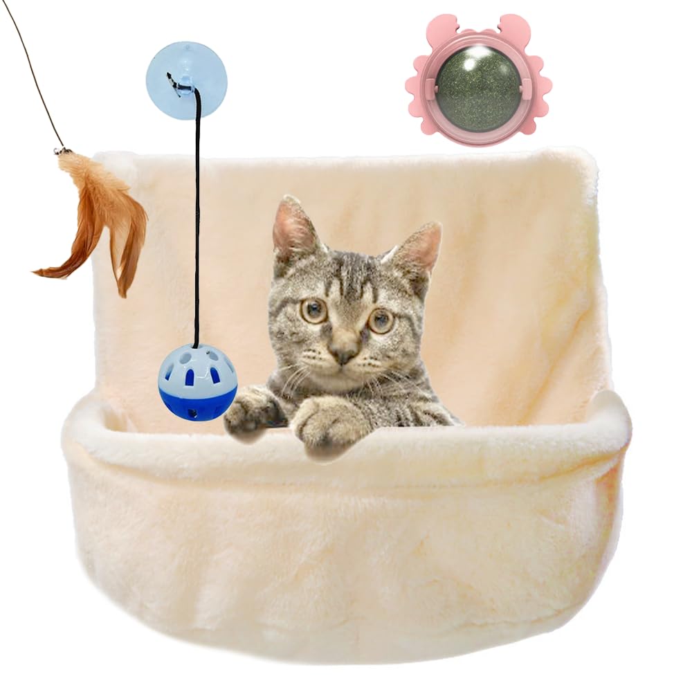 Amaca gatto per radiatore | Supporto regolabile e massima sicurezza | Design elegante e moderno | Facile da pulire | Adatto per gatti fino a 10 kg, 3 giocattoli offerti