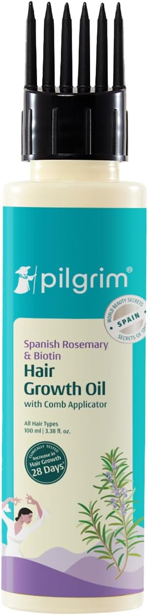 Pilgrim Spanish Rosemary & Biotin Hair Growth Oil to Control Hair Fall & Strengthens Hair 100ml | Rosemary oil for hair growth | Reduces Hair Fall | Strengthens Hair