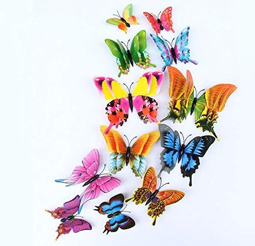 Miniatura 4 de 48 imanes de mariposa 3D de doble alas para refrigerador, calcomanías de mariposa de PVC, autoadhesivas e imanes, impermeables, extraíbles para