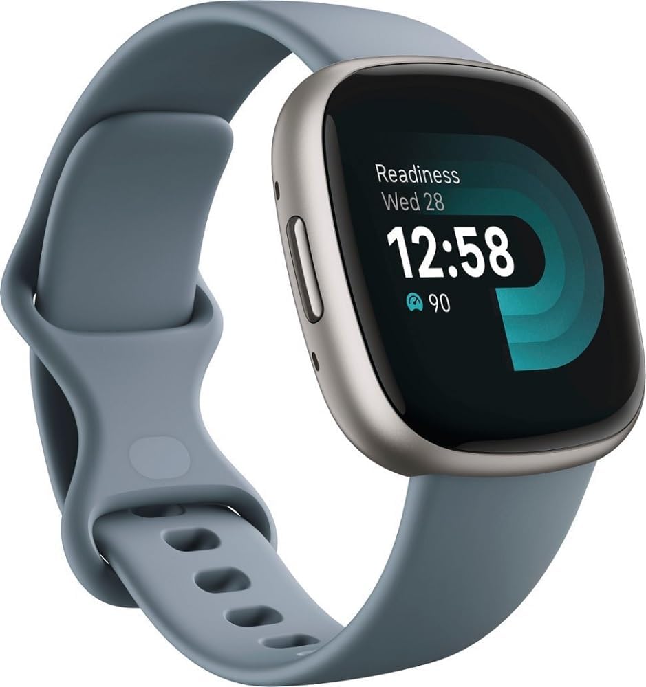 Fitbit Versa 4 Fitness Smartwatch with Daily Readiness, GPS, 24/7 Heart Rate, 40+ Exercise Modes, Sleep Tracking and More, Waterfall Blue/Platinum, One Size (S & L Bands Included) (Renewed) : Everything Else