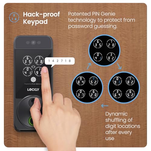 Lockly Visage Zeno Series Smart Lock, Facial Recognition & Fingerprint Keyless Entry Door Lock, Built-in Wi-Fi Deadbolt with Apple Home Key, PIN Genie Keypad, App Remote Control, Easy Installation