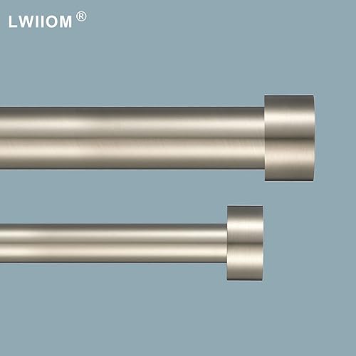 Miniatura 8 de Barras de cortina dobles de níquel cepillado de 72 a 144 pulgadas (6-12 pies), 1 pulgada delantera y 58 pulgadas trasera ajustable con tapa de