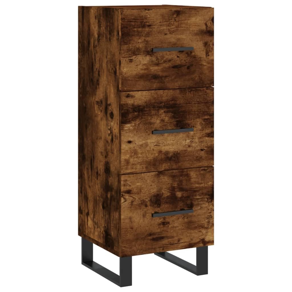 Vidaxl Smoked Oak Sideboard - Modern Style Sideboard Cabinet Made Of Engineered Wood With Sturdy Metal Legs - Brown