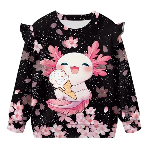 3-8T Winter Clothes for Girls Athletic Tops with Shoulder Ruffles Back to School Outfits4