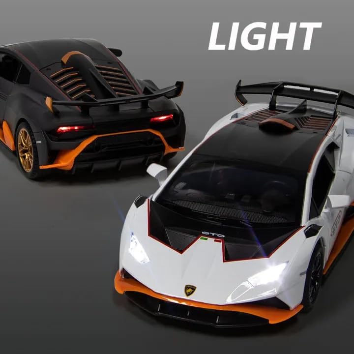 Image of Invite Enterprise 1 /24 Big Lamborghini Huracane STO Toy Car - Metal Pull Back Diecast Model with Openable Doors, Sound & Lights for Kids and Collectors【 Multicolor 】