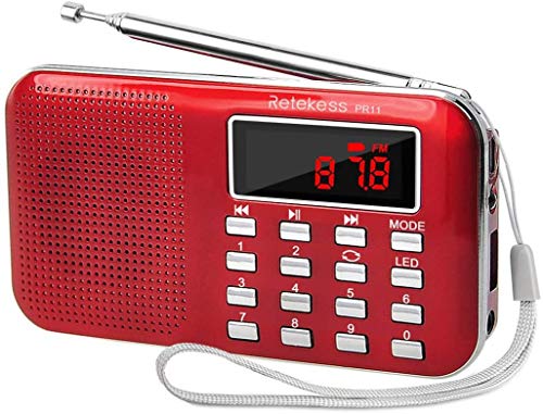 Retekess PR11 Portable Radio Rechargeable, AM FM Digital Radio, with Emergency Flashlight, USB, TF,...