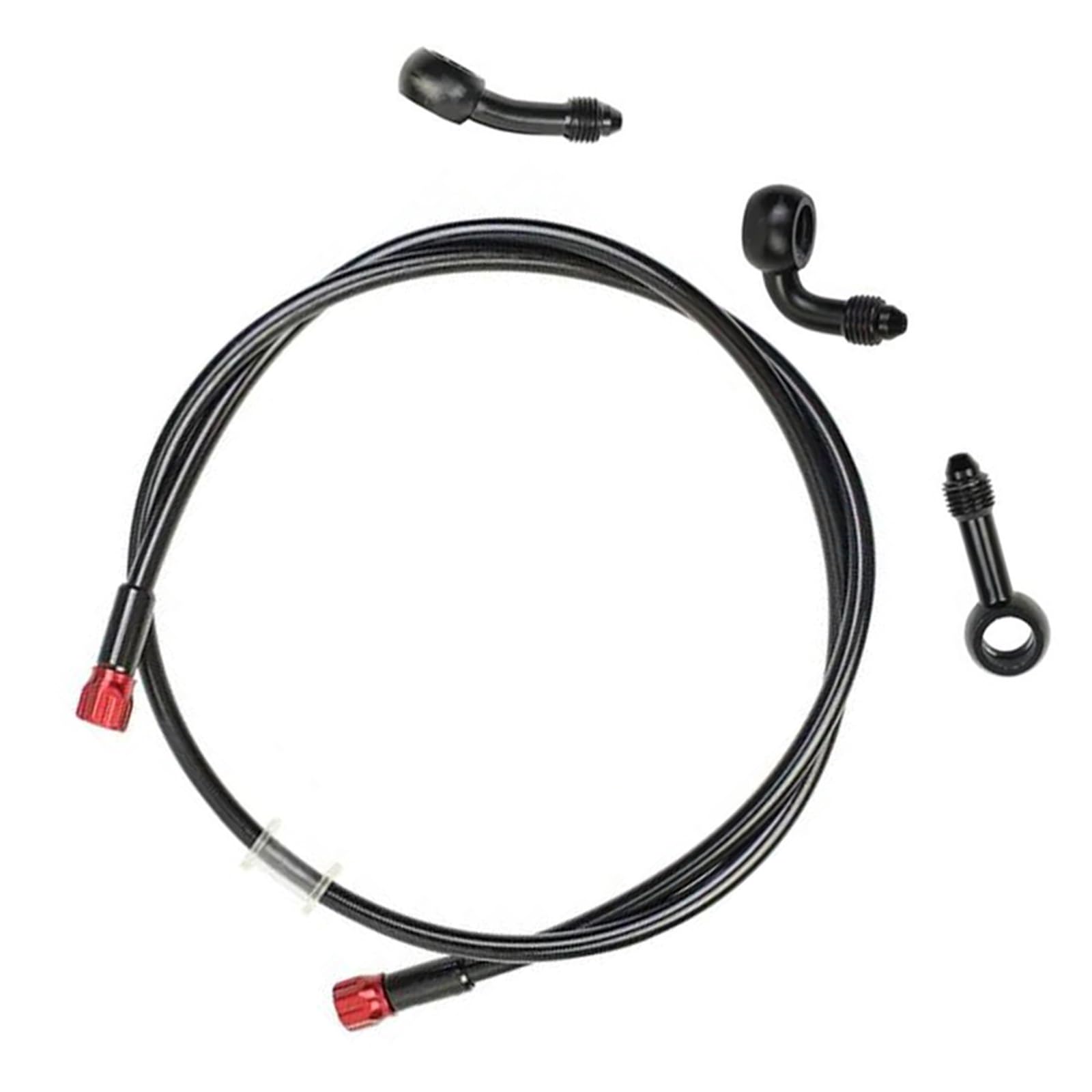 Shqxd Black- Silver Hydraulic Brake Hose Motorcycle M10 Fit Atv Pit Dirt Street Racin Brake Hose An3 Hydraulic Braided Line With 360 Degree Rotatable Banjo(500Mm)
