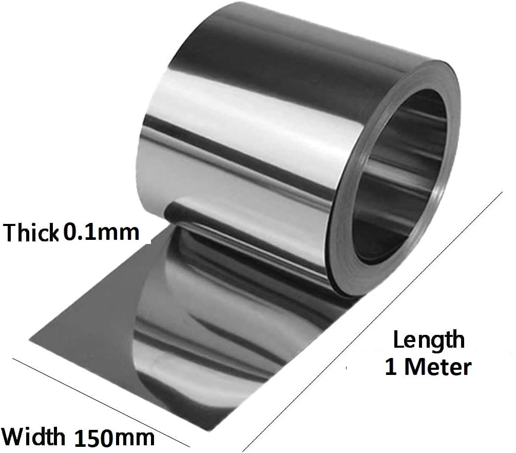 ART IFACT 1 Meter of 304 Stainless Steel Sheet/Foil - 0.1mm Thick x 6 inches Wide - For Decorations Art & Craft/Research & Development (0.1mm Thick X 150mm wide X 1000mm)