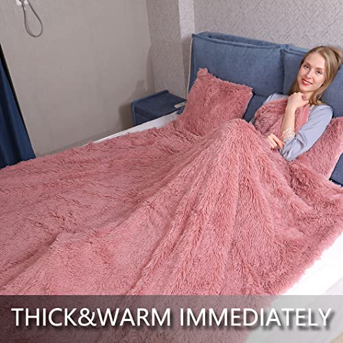 Super weiche Plüsch-Kunstfell-Decke, 127x152.4 cm, flauschig, gemütlich, warm, Sherpa-Fleece, Dicke, leichte Decke für Bett, Stuhl, Sofa… – Ansicht 4