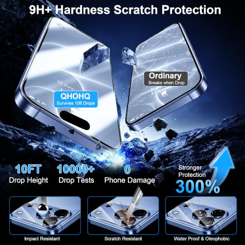 QHOHQ für iPhone 18 Pro für Panzerglas, 9H+ Schutzfolie, 3+3 Stück – Ansicht 3