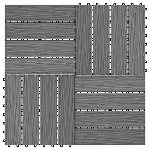 Gecheer Terrastegels, geperst, WPC-tegels, balkon, vloer, tuintegels, balkontegels, kliktegels, terrasplanken, vloertegels, 30 x 30 cm, 1m², grijs - Image 3