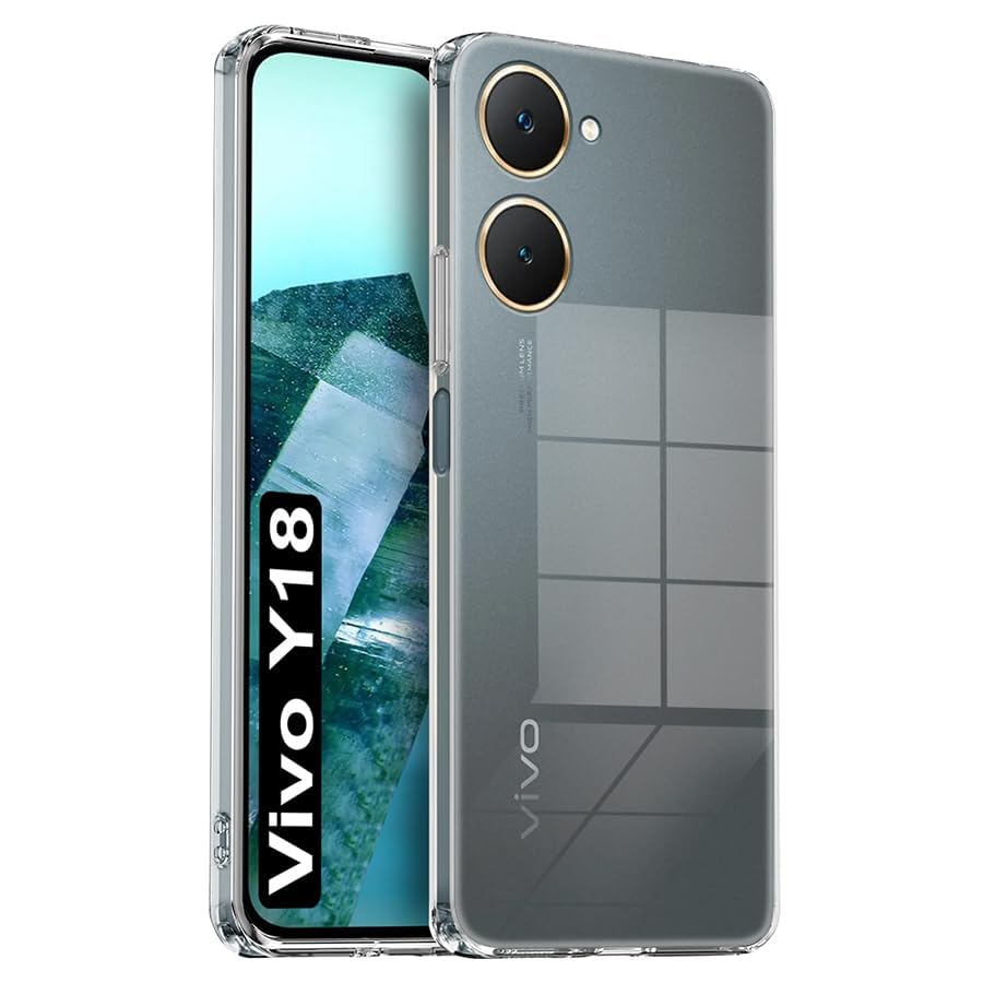 Image of COVERBLACK Soft Rubber Back Cover Compatible Model for Vivo V2332 / Y03 / Y18 / Y18e - Transparent