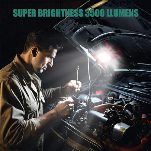 HYCHIKA 30W LED Work Light, 3500 Lumen Brightness Portable Flood Light with Stand, 6.6 ft Cord for Outdoor/Indoor LED, Car Repair - image 8