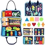 ACDAY Busy Board Montessori, Tableau Montessori Jouets d'activité et de Développement, Livre Montessori 1 an, Jeux Educatif Apprentissage Préscolaire, Motricité Bébé pour Enfants 1 2 3 4 Ans (Bleu)
