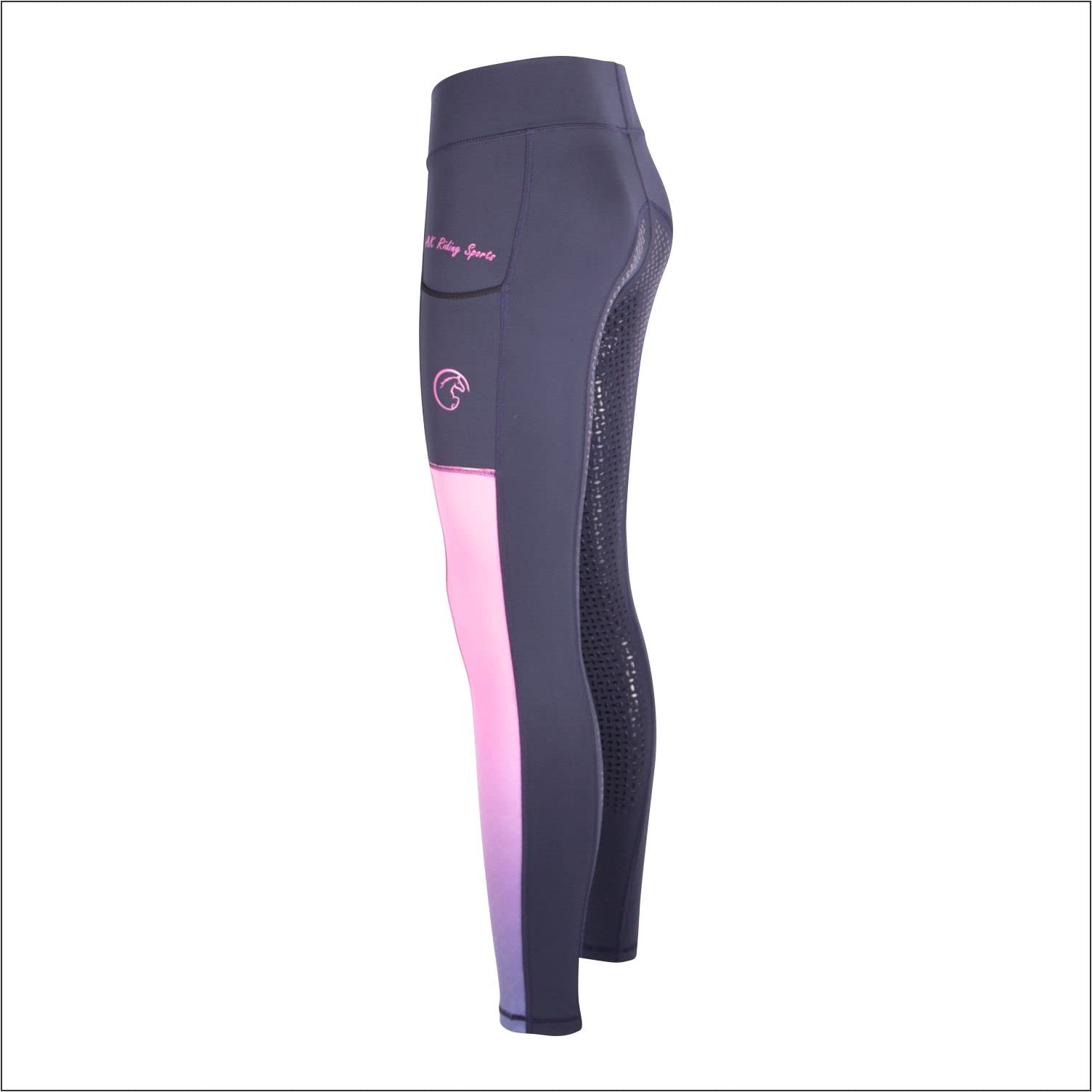 AK Collant Collants/Leggings/Culottes d'équitation Respirant Taille Haute à Enfiler avec poignée en Silicone AKRS 6058