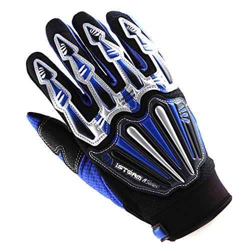 WOW Motocross Motorcycle BMX MX ATV Dirt Bike Skeleton Racing Gloves Blue