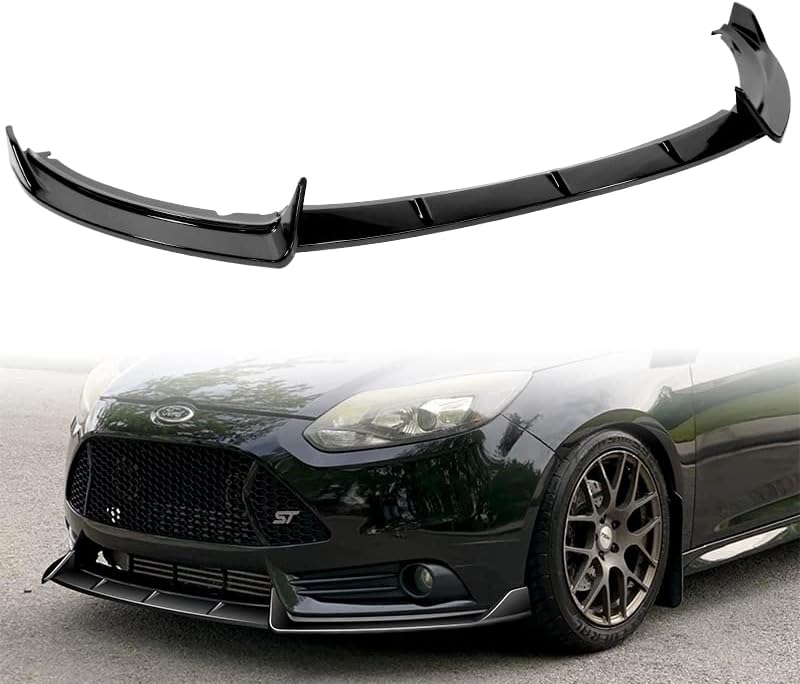 EPARTS 3 Pieces Style Front Bumper Lip Spoiler Splitter Chin Side Body Kit Trim Protection Compatible with 2012-2014 Ford Focus ST Hatchback Models Only (Painted Black)