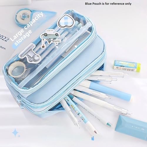 Image of U & U UNIQUE UTILITIES Pencil Pouch for Girls Aesthetic | Large Capacity Pencil Case | Cute Pouches for School Girls | Pouch for Stationery (Beige)