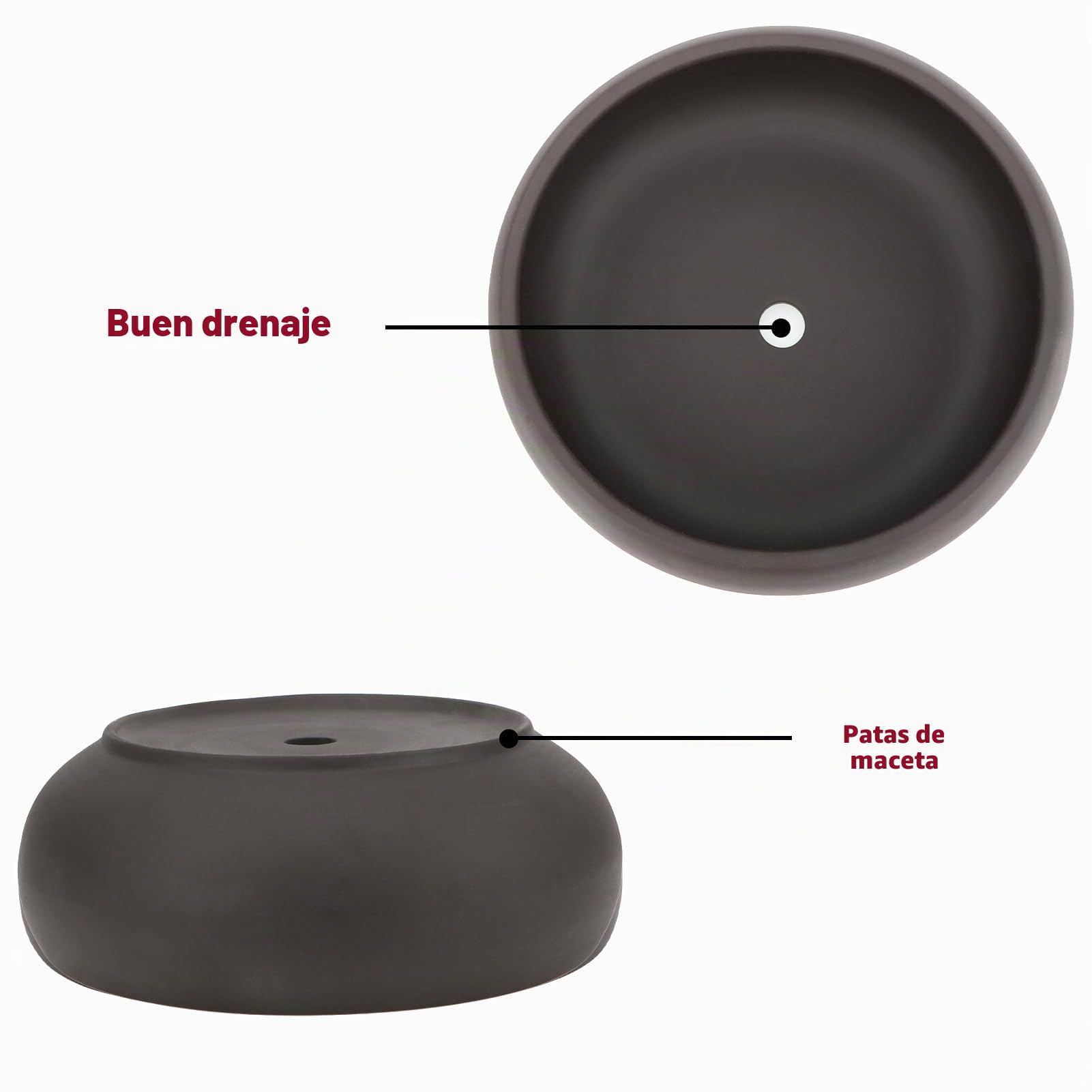 Tarro Bonsai redondo de cerámica sin esmaltar 20,3 cm + pantalla de drenaje