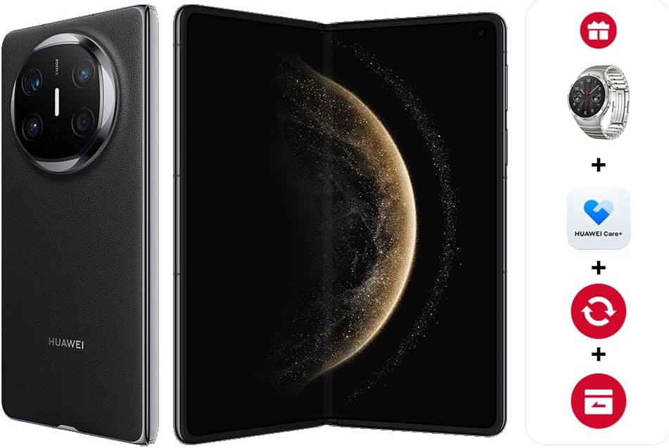 Mate X6 Foldable Smartphone + GT4 Titanium + 6-Months Huawei Care+, 12+512, Ultra Slim & Durable, Ultra Chroma Camera, Kunlun Glass 2nd Gen, HUAWEI X-True Display, Live-Multitask, Black