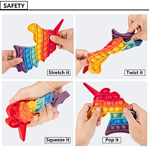 Image of 4 Pack Pop It Pop Its Rainbow Pop Fidget Toys Poppet Push Pop Bubble Fidget Popping Sensory Toy for Kids and Adults, Fidget Popper Stress Relief Fidget - Pop It Unicorn Big Game Girls Poppit Gifts