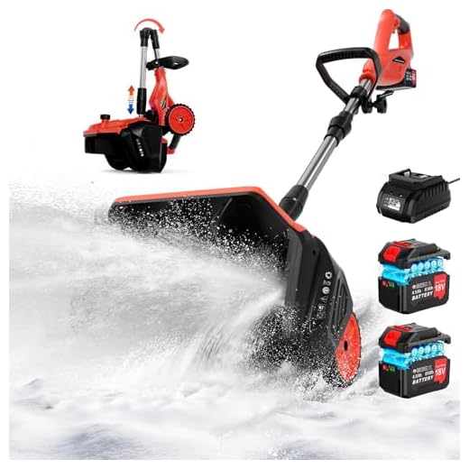 [2026 Upgraded Version] Electric Cordless Snow Shovel with Wheels, 17-Inch | 9000mAh High Power Brushless Snow Blower with Handle, 350lbs/min Snow Removal/Adjustable Plate for Driveway Deck Sidewalks