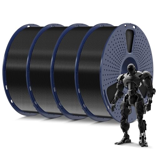 Image of SUNLU 4kg PLA 3D Printer Filament Bundle, Neatly Wound PLA Filament 1.75mm ±0.02mm, Individually Vacuum Packed, 4kg in Total, 1kg per Spool, 4 Pack, 4000g, 4Black