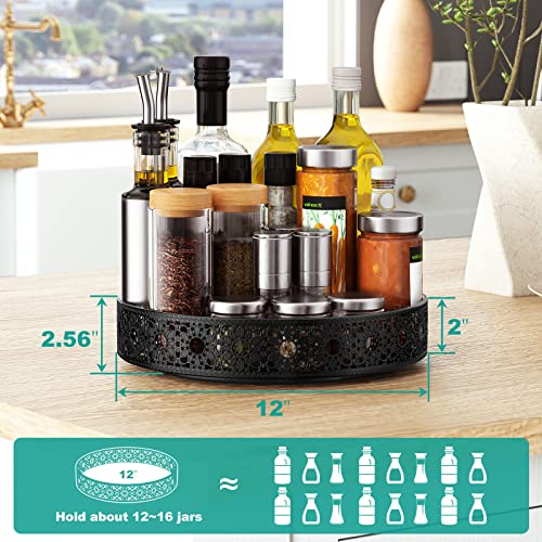 Lazy Susan Organizer, 12 Inch Lazy Susan Turntable For Cabinet Table, Phinox Turntable Organizer Lazy Susan Spice Rack With Non-Slip Pad, Large Lazy Susan For Kitchen Bathroom Pantry Vanity (Metal) #TOP5