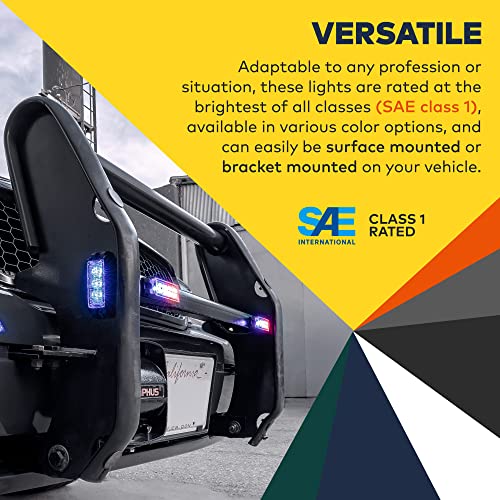 Image of LAMPHUS 4pc NanoFlare 3.5 inch 3W Amber LED Surface Mount Police Grill Strobe Warning Lights [SAE Class 1] Orange 12V Rectangle Grille Flashing Emergency Light for Pilot Work Truck Vehicles Cars