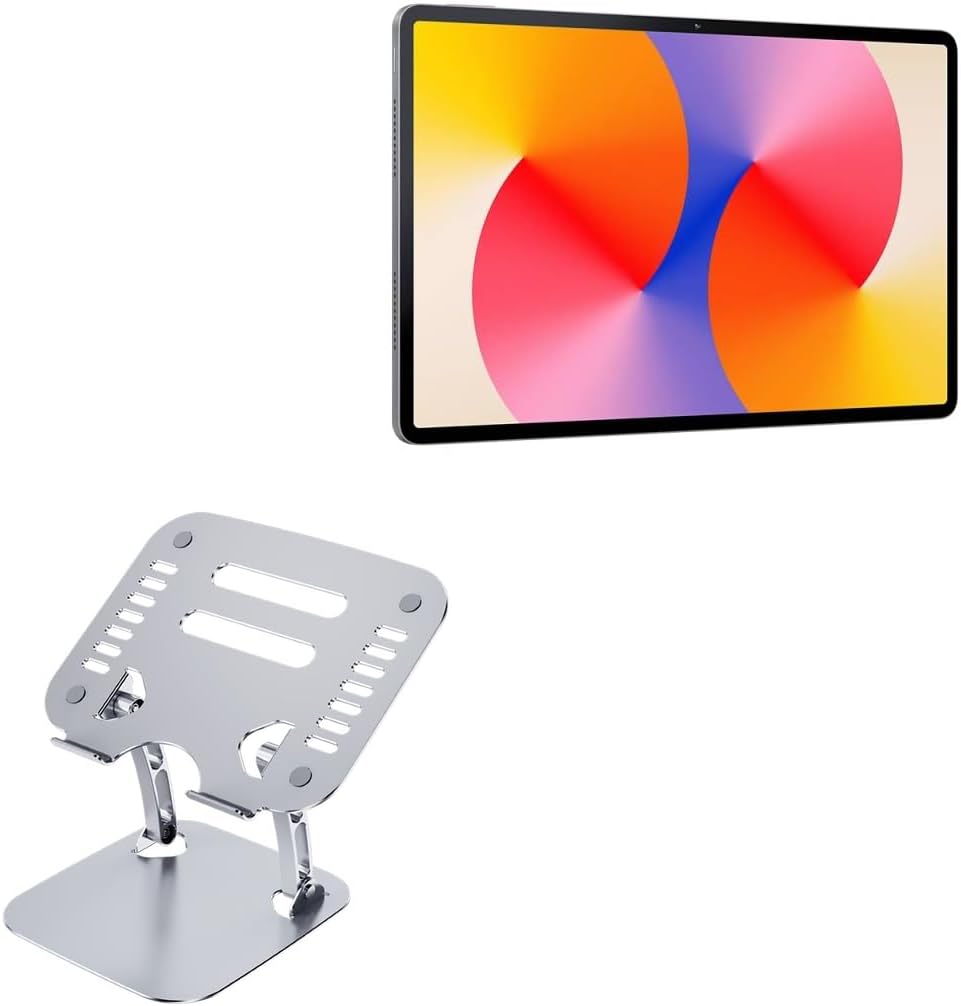 BoxWave Stand and Mount Compatible with Huawei Matepad SE 11 - Executive VersaView Stand, Ergonomic Adjustable Viewing Angle Metallic Riser - Metallic Silver