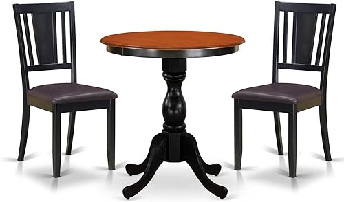 Miniatura 6 de East West Furniture ESDL3-BCH-W Eden - Juego de comedor de 3 piezas para espacios pequeños, contiene una mesa redonda con pedestal y 2 sillas de