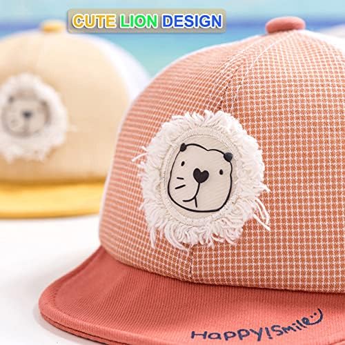 Newborn Baby Soft Brim Sun Hat Cute Lion Infant Cotton Baseball Cap Summer Travel Anti UV Sun Hat Snapback Peaked Adjustable Hat for Baby 3-12 Months